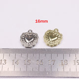 10pcs Heart Gold/Silver Charms Pendant Jewelry DIY Necklace Bracelet Earrings