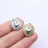 10pcs Heart Gold/Silver Charms Pendant Jewelry DIY Necklace Bracelet Earrings