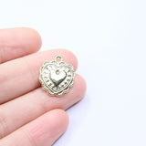 10pcs Heart Gold/Silver Charms Pendant Jewelry DIY Necklace Bracelet Earrings