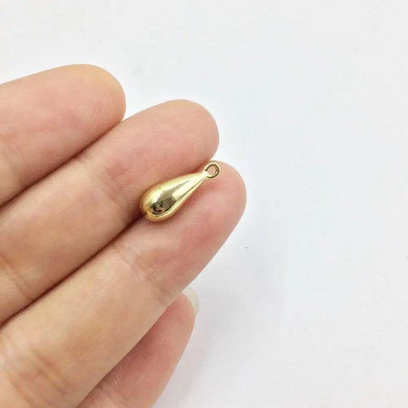 20pcs 12*6mm High Polish Tear Drop Charms Pendant DIY Necklace