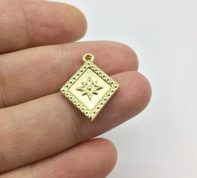 20pcs 12mm Rhombus Star Zinc Alloy DIY Charms Pendant Necklace Earrings