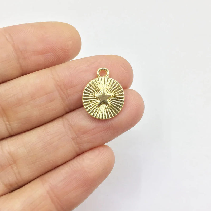 20pcs 12mm Star Coin Charms for Jewelry DIY