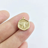 20pcs 13mm Coin with Bee Print Zinc Alloy DIY Jewelry 2 Colors