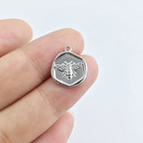20pcs 13mm Coin with Bee Print Zinc Alloy DIY Jewelry 2 Colors