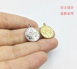 20pcs 15mm Symbol Print Coin Charms Pendant Jewelry DIY Necklace