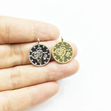 20pcs 15mm Symbol Print Coin Charms Pendant Jewelry DIY Necklace