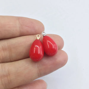 20pcs Red Tear Plastic Pearl Beads Charms Pendant Jewelry DIY Earring