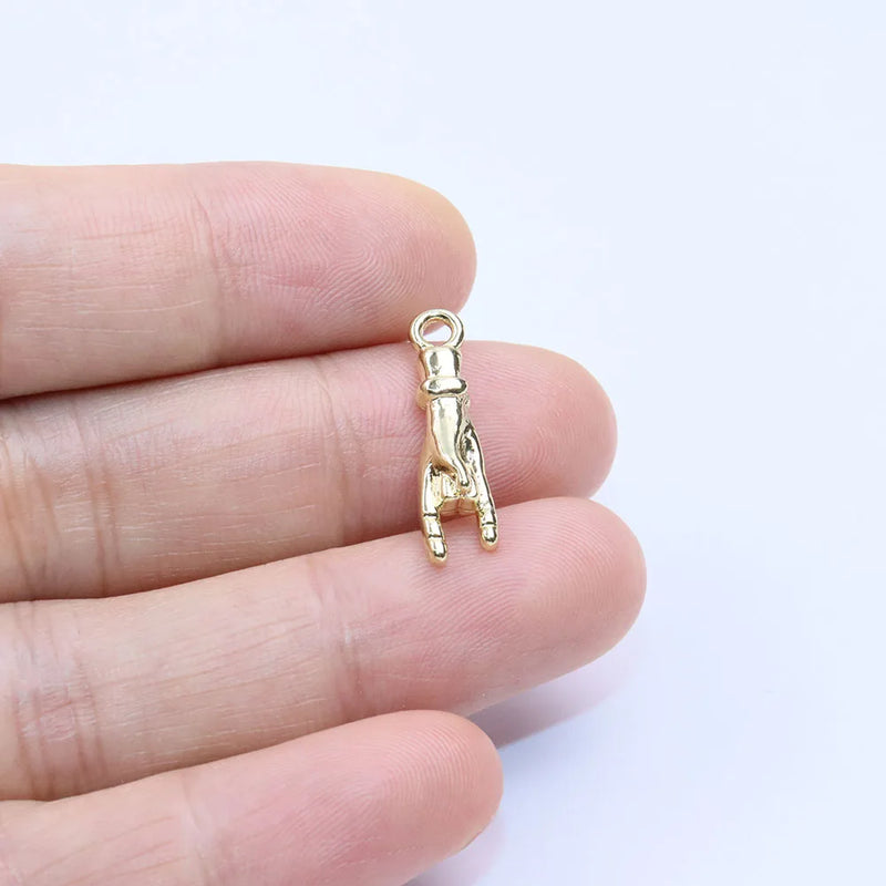 20pcs 20*5mm 3D Hand Zinc Alloy DIY Charms for Jewelry Making
