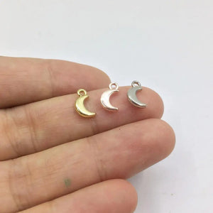20pcs 8mm Moon Zinc Alloy DIY Charms Pendant Necklace Earring Bracelet 2 Colors