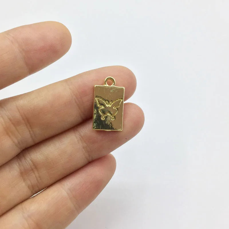 20pcs Butterfly Zinc Alloy Rectangle Coin Jewelry DIY 2 Colors