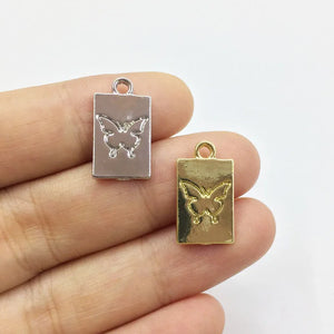 20pcs Butterfly Zinc Alloy Rectangle Coin Jewelry DIY 2 Colors