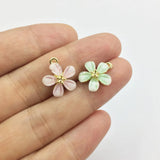 6pcs 13mm Flower Rectangle Coin necklace DIY 2 colors