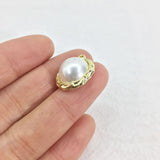 6pcs 15mm Plastic Pearl Coin Zinc Alloy Jewelry DIY