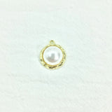 6pcs 15mm Plastic Pearl Coin Zinc Alloy Jewelry DIY