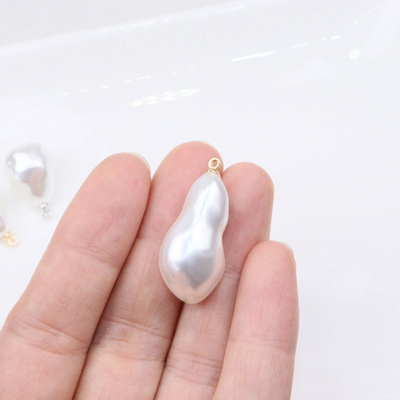 6pcs High Cream Irregular Pearl Beads Women's Charms Pendant