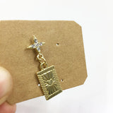 8pcs 10mm Star Stud Earring Connector Rhinestone Gold/Silver Plated