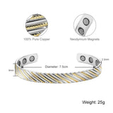 2-Tone Silver Plating Magnetic Copper Bracelet Bio Healing Bangle