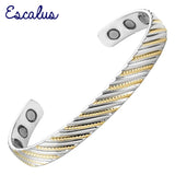 2-Tone Silver Plating Magnetic Copper Bracelet Bio Healing Bangle
