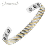 2-Tone Silver Plating Magnetic Copper Bracelet Bio Healing Bangle