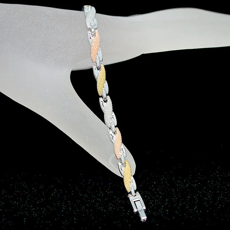 Classic Slim Magnetic Bracelet Women 3-Tone Rose Silver Jewelry