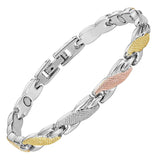 Classic Slim Magnetic Bracelet Women 3-Tone Rose Silver Jewelry