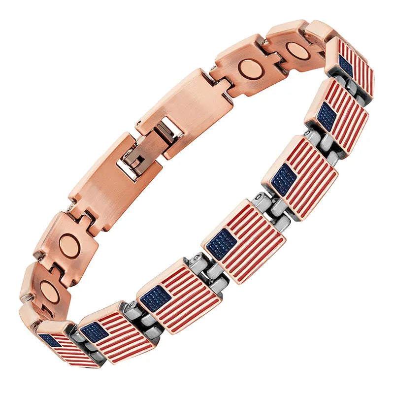 Classic Flag Women Magnetic Bracelet Antique Copper Men Charm Jewelry