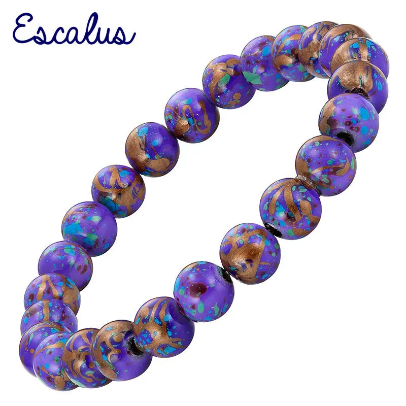 Women Magnetic Bracelet Hematite Beads Purple Ball Bio Health Bangle