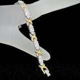 2-Tone 24pcs Crystals Magnetic Women Bracelet Wristband Bio Bangle
