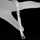 2-Tone 24pcs Crystals Magnetic Women Bracelet Wristband Bio Bangle