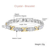 2-Tone 24pcs Crystals Magnetic Women Bracelet Wristband Bio Bangle