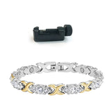 2-Tone 24pcs Crystals Magnetic Women Bracelet Wristband Bio Bangle