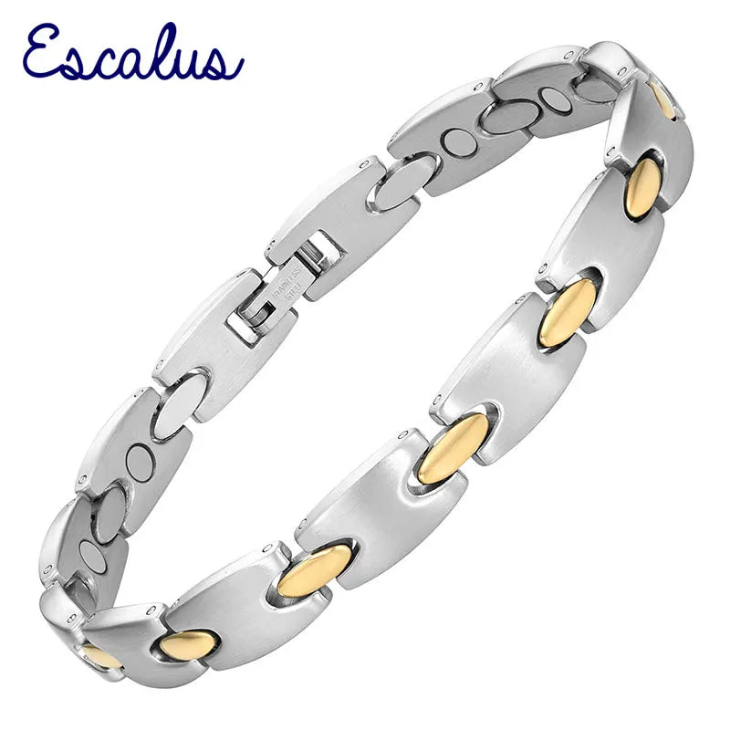 Magnetic Women Bio Bangle Silver Stainless Steel Bracelet