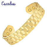 Men Golden Magnetic Copper Bracelet Stylish Healing Bangle
