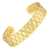 Men Golden Magnetic Copper Bracelet Stylish Healing Bangle