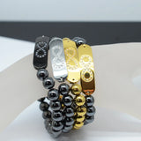 Stainless Steel Magnetic Bracelet with 23 Crystals Lucky Number Eight