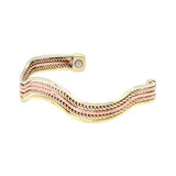 Copper Bangle Magnetic Wave Shape Healing 3-Tone Bio Jewelry Bracelet