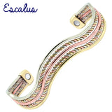 Copper Bangle Magnetic Wave Shape Healing 3-Tone Bio Jewelry Bracelet