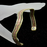 Copper Bangle Magnetic Wave Shape Healing 3-Tone Bio Jewelry Bracelet