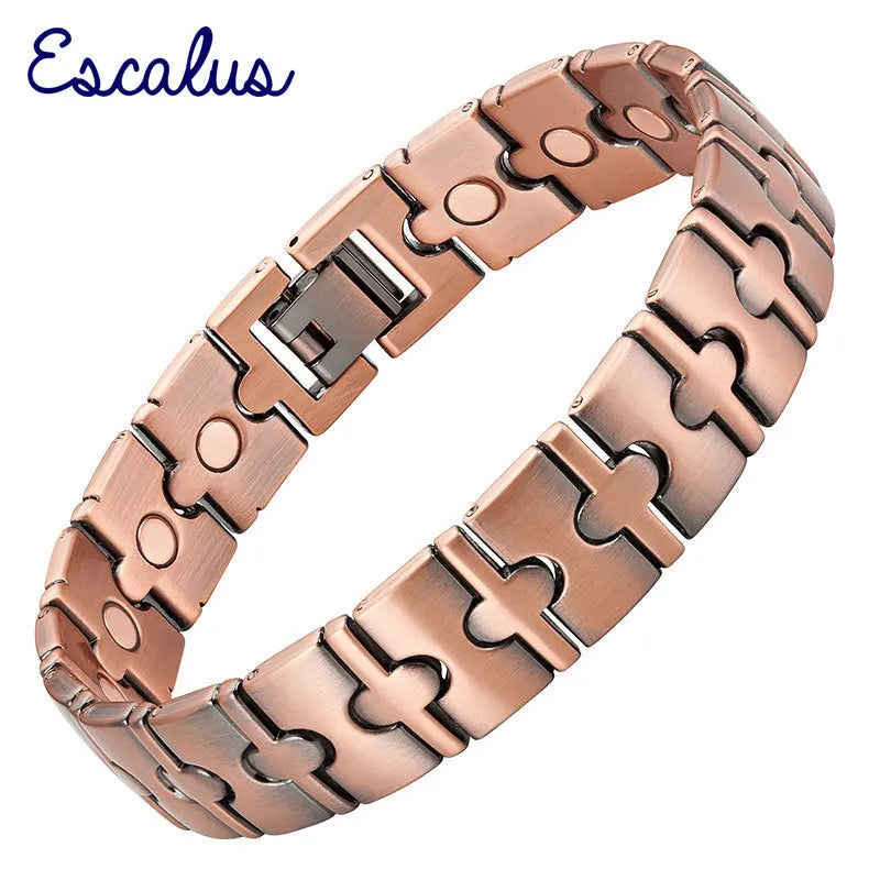 Men's Copper Plating Magnetic Bracelet with Cross Pattern Charm