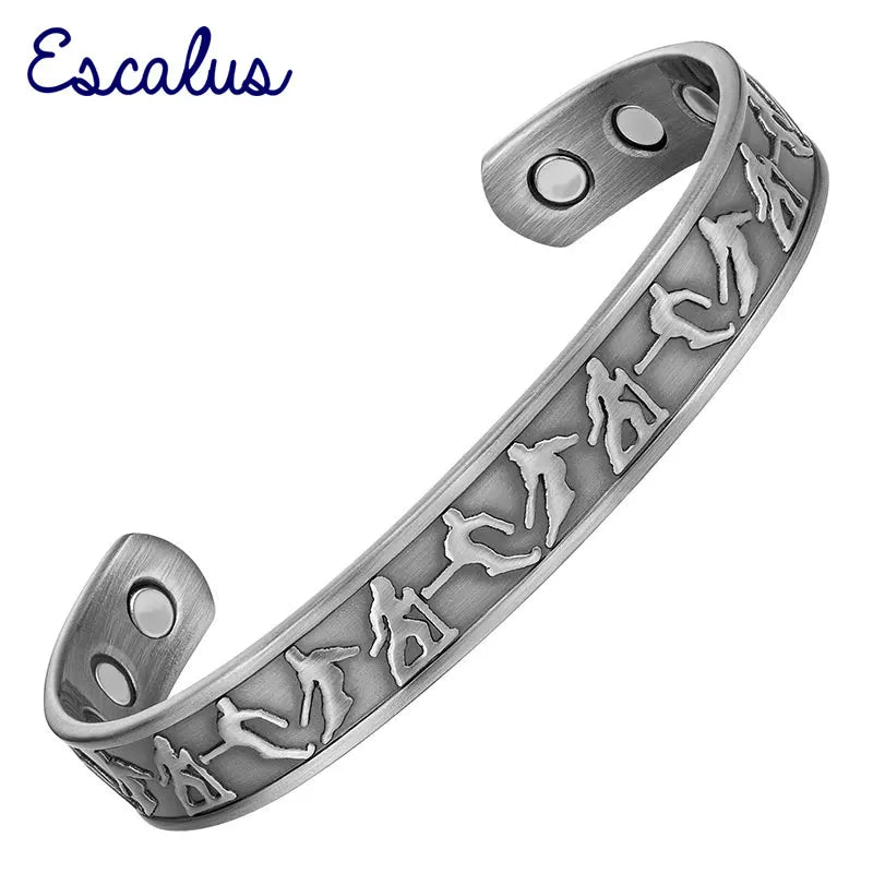 Unisex Silver Plated Magnetic Copper Bangle Bracelet