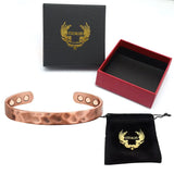 Unisex Hammered Copper Magnetic Bangle Bio Classic Round Health Healing