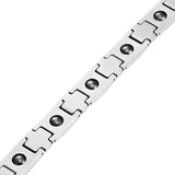 Unisex Magnetic Bracelet Stainless Steel Silver Crystals Foil Jewelry