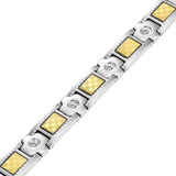 Unisex Magnetic Bracelet Stainless Steel Silver Crystals Foil Jewelry