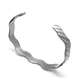 Magnetic Wave Pattern Bangle Antique Silver Bio Pure Copper Bracelet