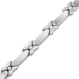 Women 2-Tone Magnetic Stainless Steel Bracelet 40pcs Crystals Bangle