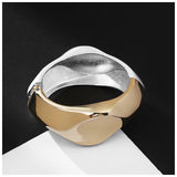 Vintage Metal Statement Bracelet Women Two-Tone Chunky Cuff Bangle