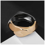 Vintage Metal Statement Bracelet Women Two-Tone Chunky Cuff Bangle