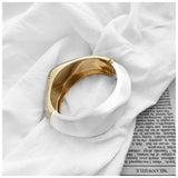 Vintage Metal Statement Bracelet Women Two-Tone Chunky Cuff Bangle