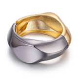 Vintage Metal Statement Bracelet Women Two-Tone Chunky Cuff Bangle