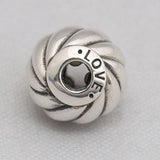 S925 Silver LOVE Charm Clear CZ for Essence Bracelet Bangle Jewelry Gift